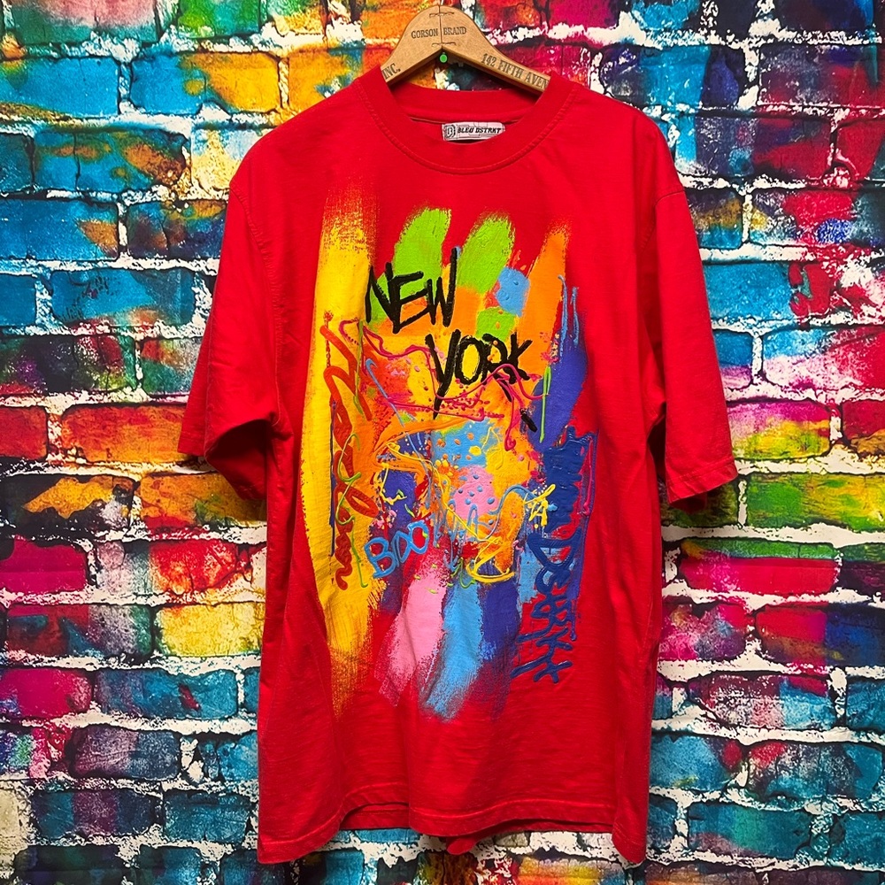Bleu Dstrkt Graffiti Mens Short Sleeve T Shirt XL Vintage